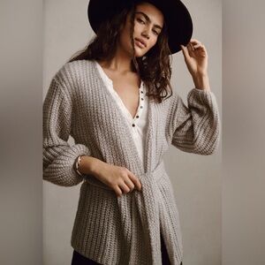 Anthropologie | Self Contrast Gray Knit Wrap Cardigan | One Size